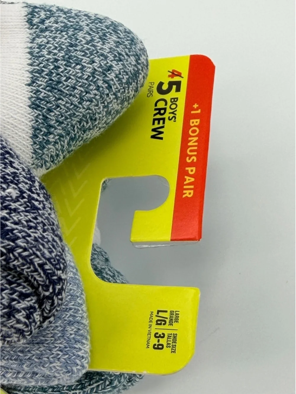 Hanes Absolute Active Boys' Crew Socks 5 Pack Size L/G 3-9